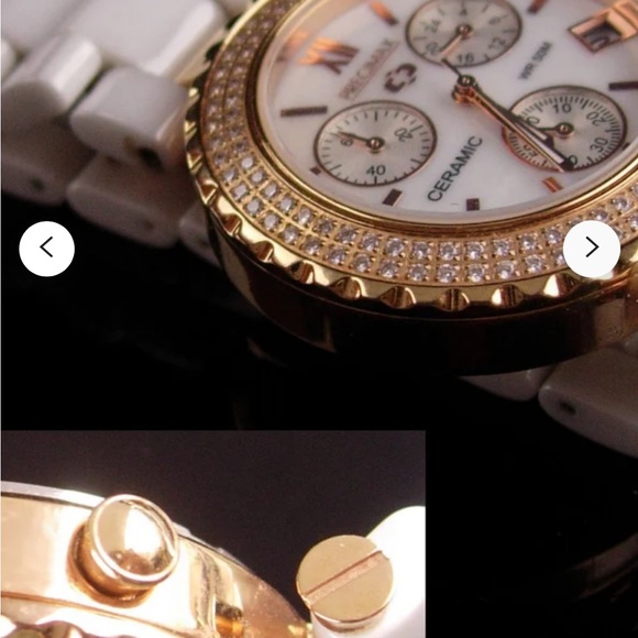 beautiful swarovski crystal and ceramic battery operated woman’s watch. - Picture 8 of 12